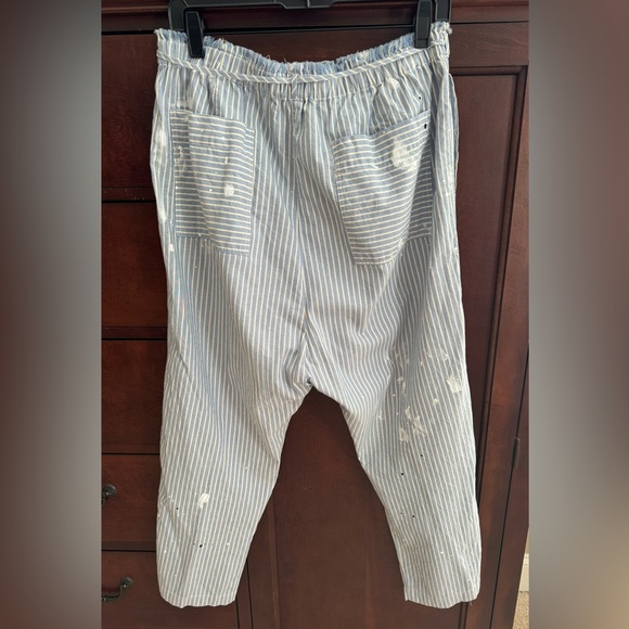 Raquel Allegra Utility Cotton Stripe Painter’s Pants - Blue/White - US Size M - Picture 6 of 10